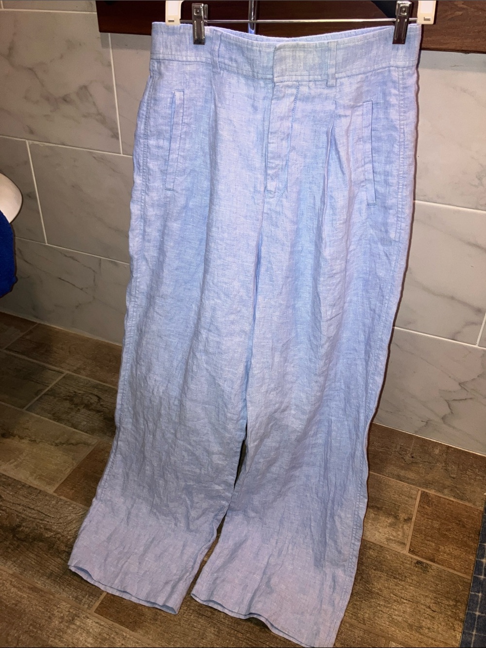 Everlane Light Blue Wide-Leg Linen-Blend Chinos